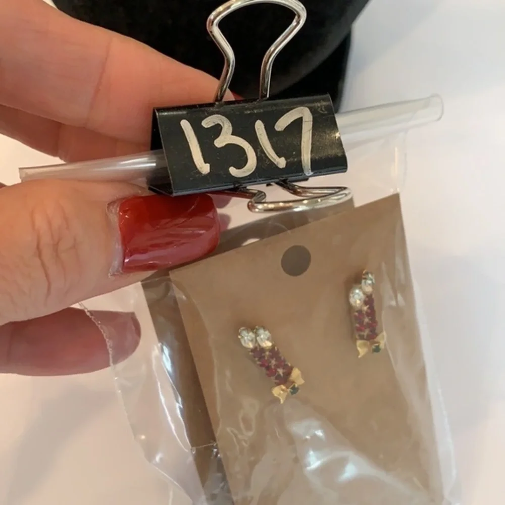 💐5/25 Two pair Christmas holiday earrings tree faceted crystal candle stick